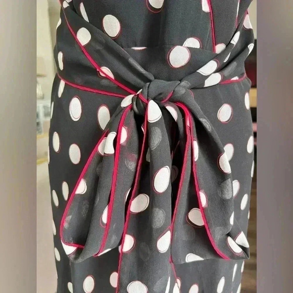 Adrianna Papell  women’s Silk Tie Front Dot Dress  Sz 8 - Picture 4 of 13